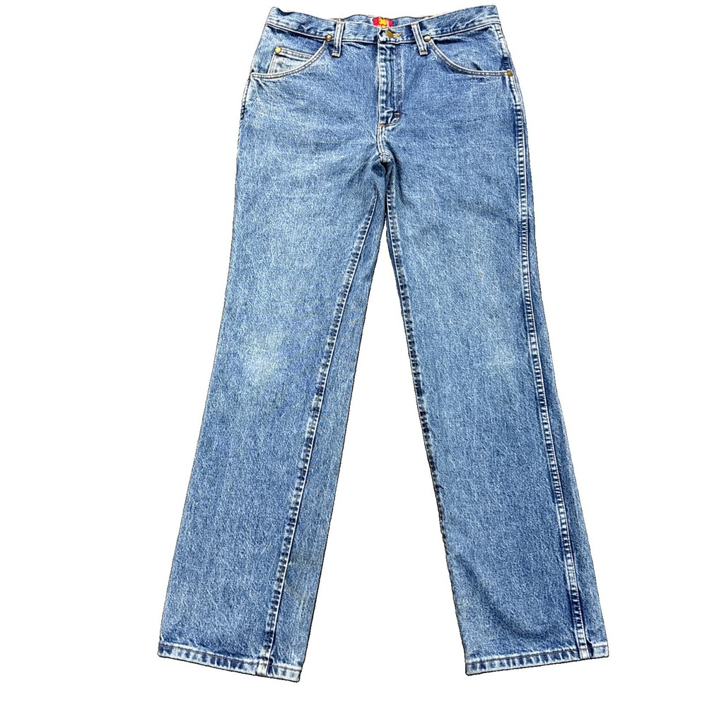 WRANGLER Jeans Mens 32x32 36MWZ Slim Fit Blue Denim Cowboy Cut Jeans Faded Work
